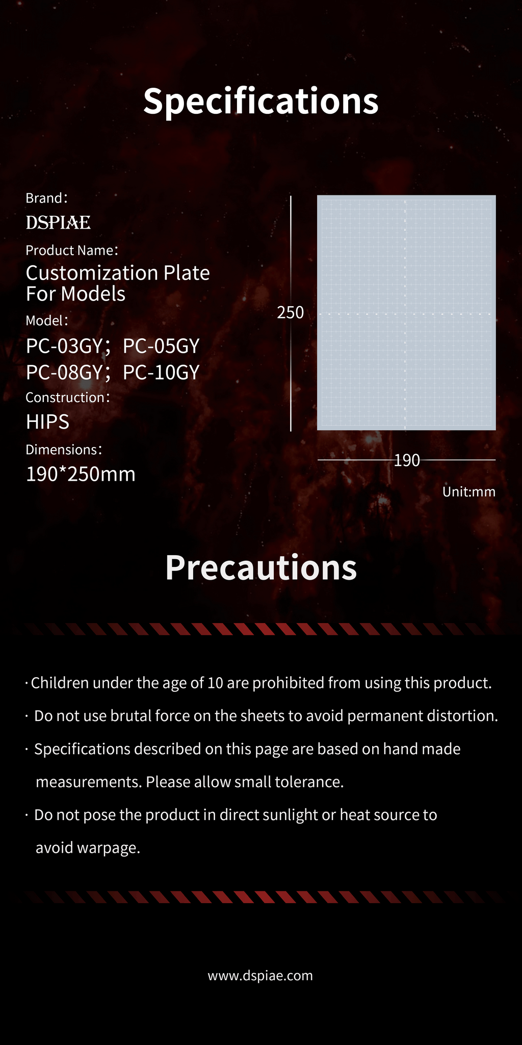 PC-0GY  Customization Plate For Models