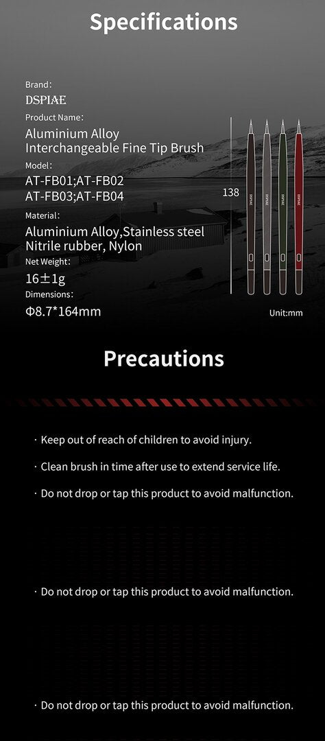 AT-FB Aluminum Shank Interchangeable Fine Tip Brush