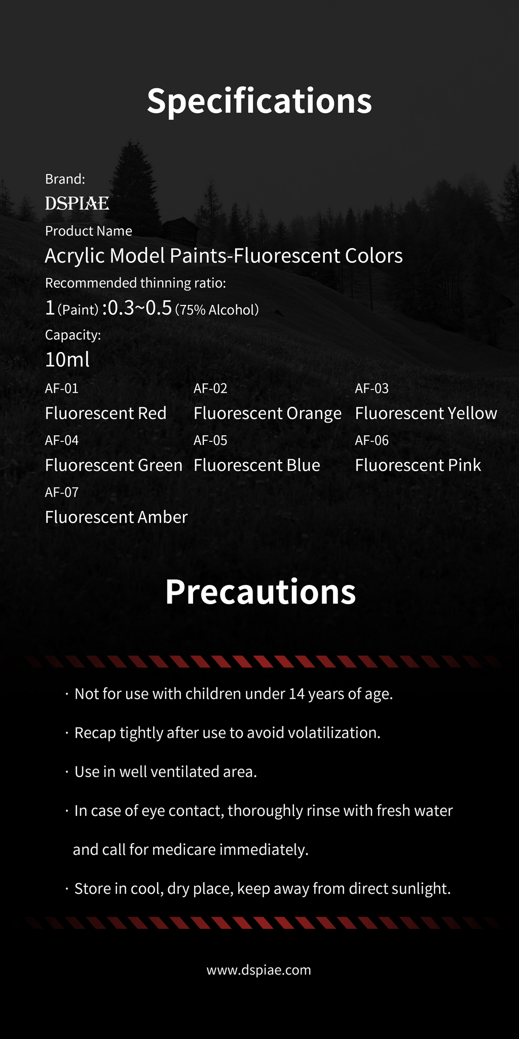 AF Fluorescent Acrylic Paint 10ml