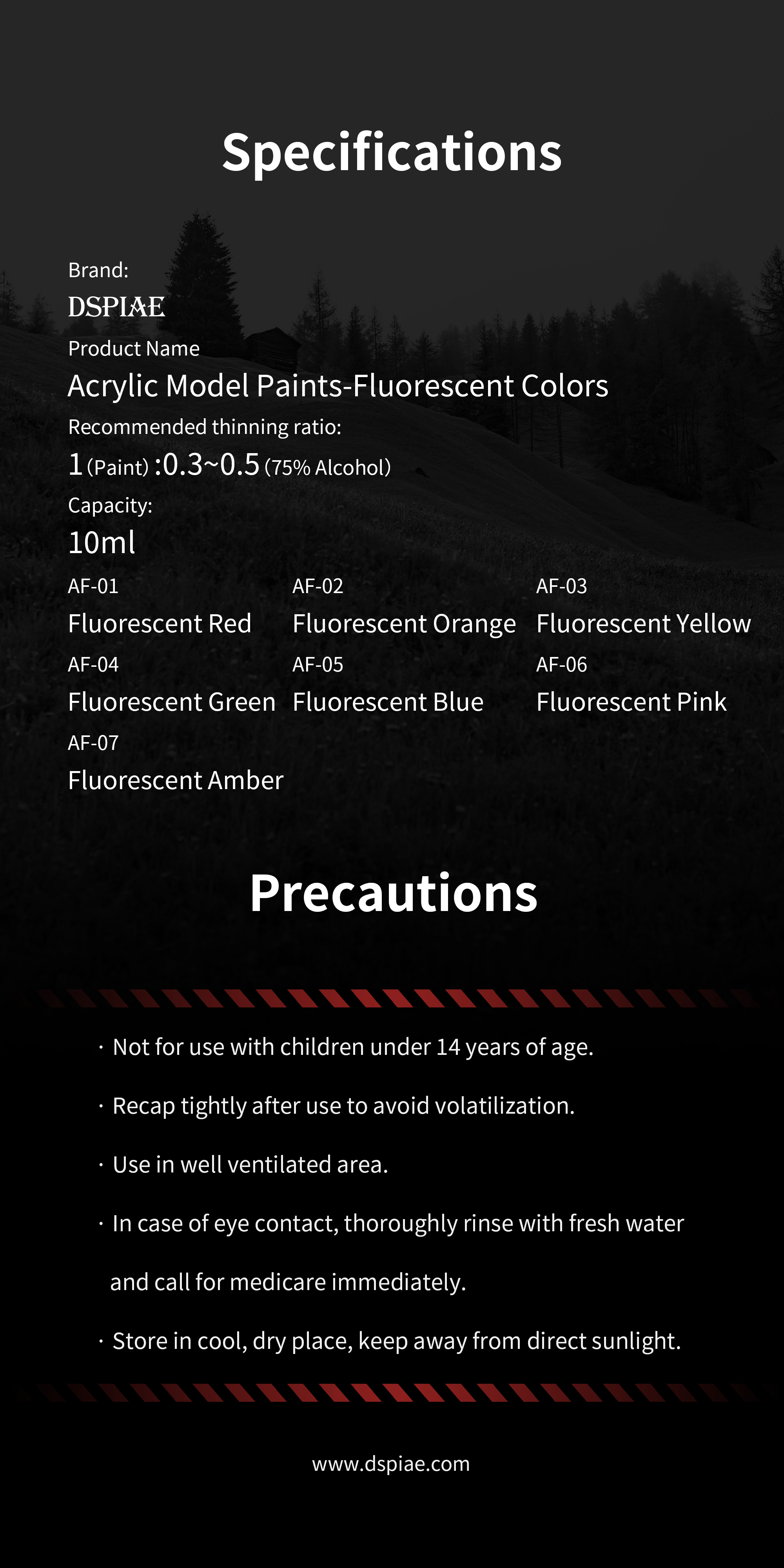 AF Fluorescent Acrylic Paint 10ml