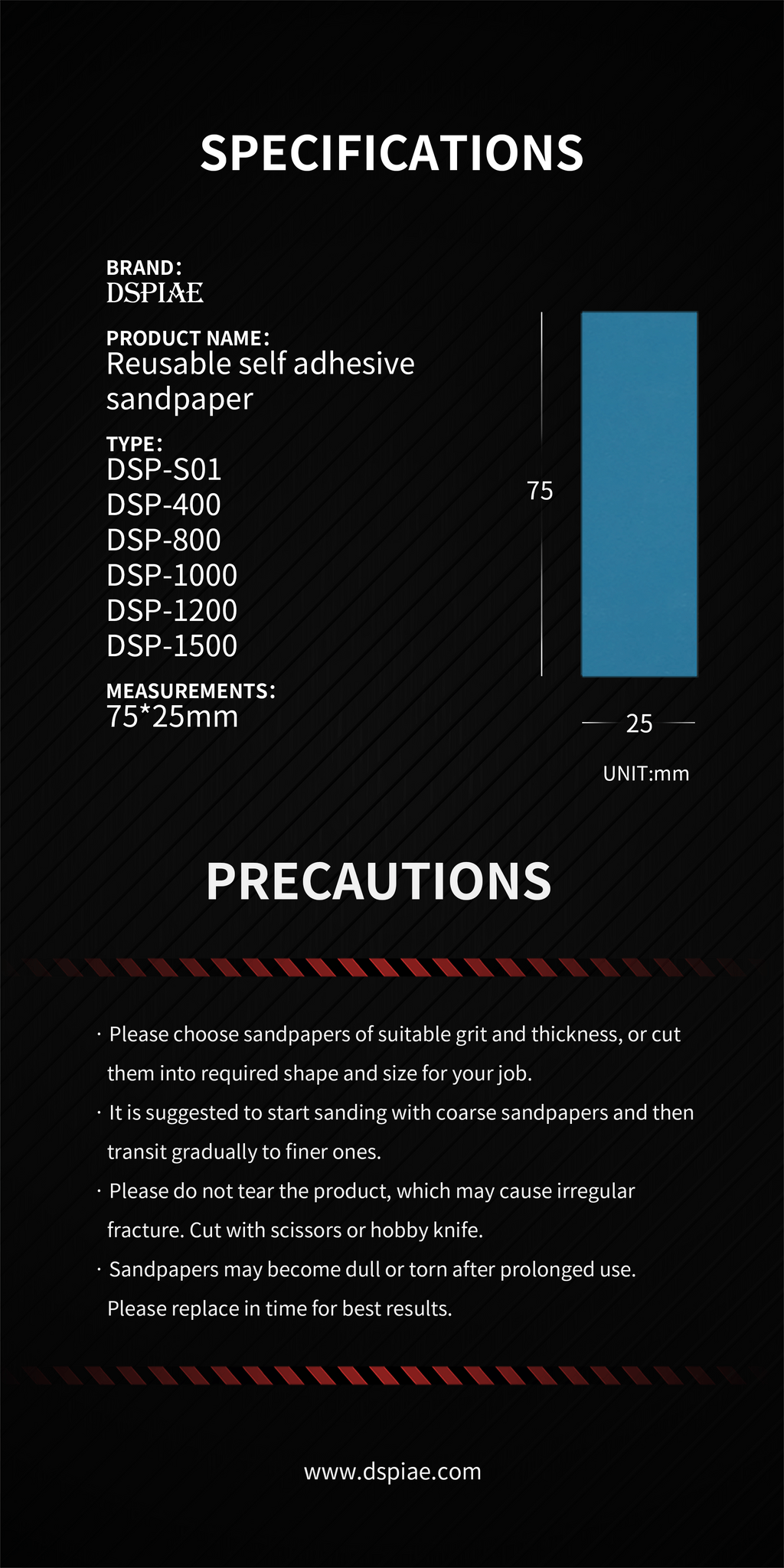 DSP-S01 Reusable Self Adhesive Sandpaper