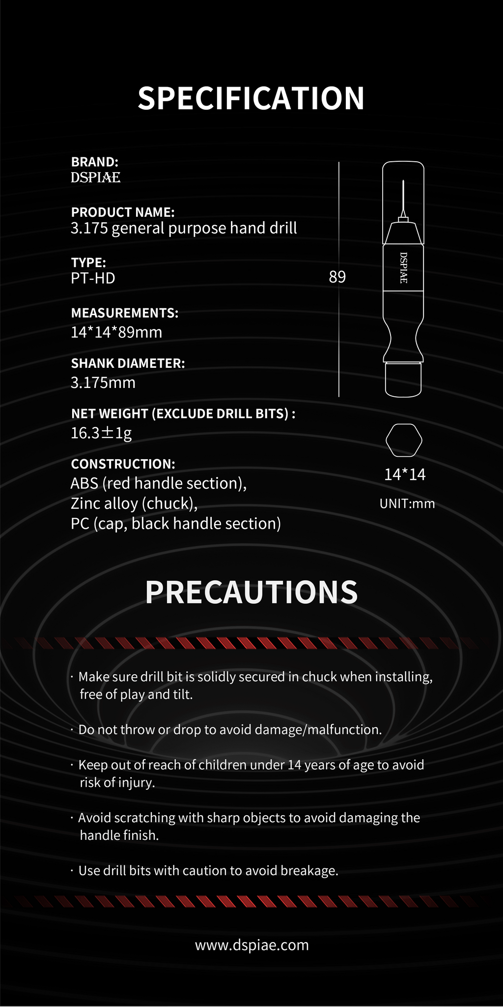PT-HD 3.175mm General Purpose Hand Drill
