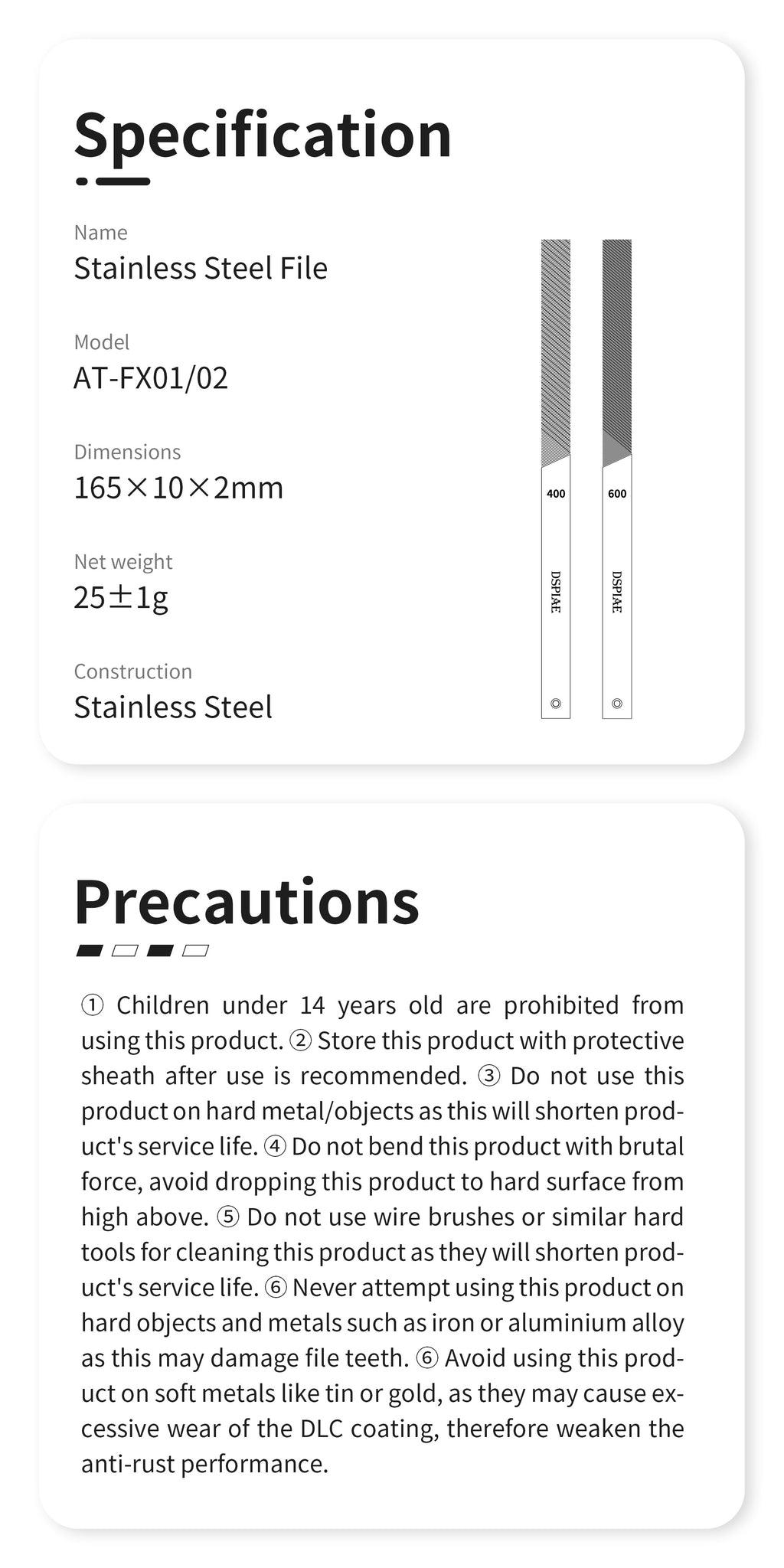 AT-FX Professional DLC Coated Stainless Steel File